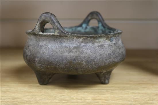 A Chinese bronze censer W.5.5in.
